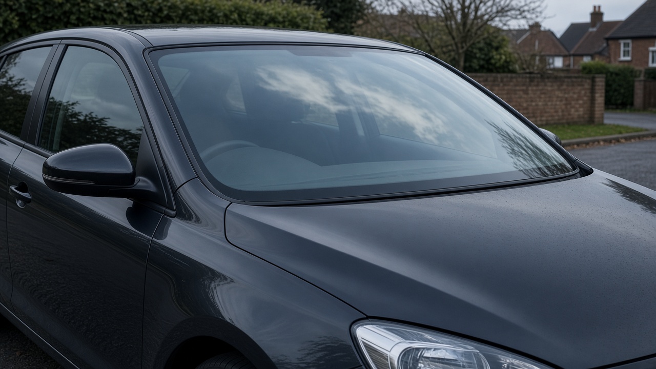 Clean fitted windscreen on a car